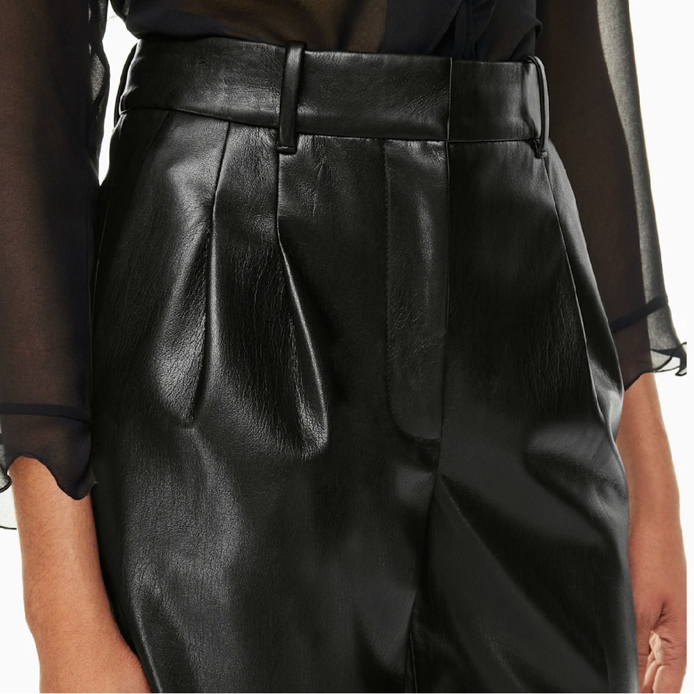 Aritiza Babaton Black Faux Leather Effortless Pants